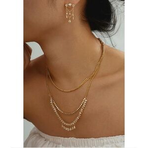 LUV Aj Colette Shaker Statement Multi-strand Necklace- Gold New